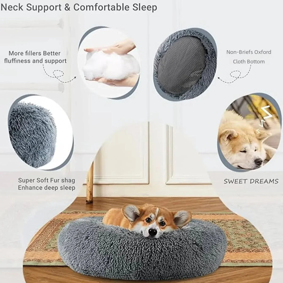 Raised rim supports your pet's head