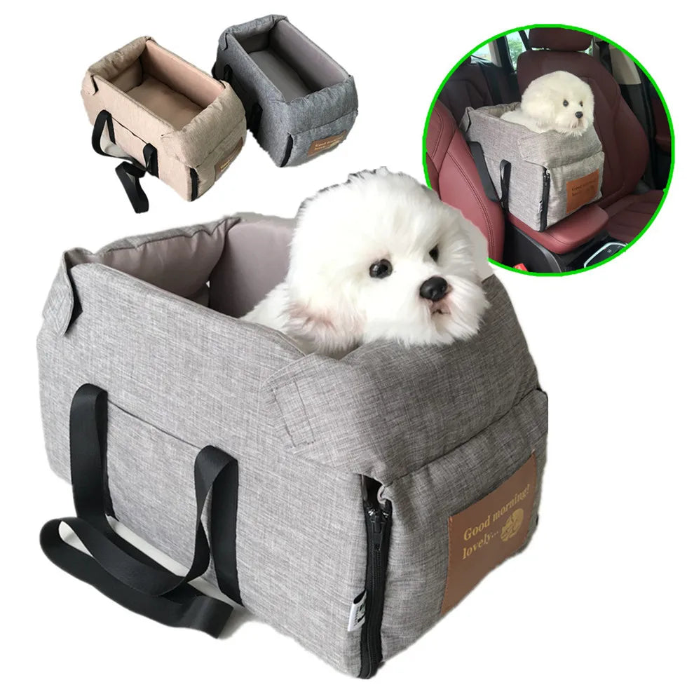 Console seat with a dog